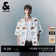 杰克·瓊斯（JACK&JONES）BSQ聯(lián)名男裝短袖襯衫潮酷時(shí)尚百搭滿(mǎn)印寬松休閑翻領(lǐng)上衣225304002 A06雪白色 常規 M