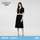 歌莉婭黑色連衣裙氣質(zhì)千金風(fēng)新款荷葉邊設計感拼接針織小黑裙1C4R4H5J0 00B黑色 M
