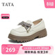 他她（TATA）新款厚底蝴蝶結淑女樂(lè )福鞋舒適百搭 米色 37
