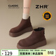 ZHR勃肯鞋女秋冬2025新款復古馬丁靴厚底雪地靴加絨棉鞋洋氣小短靴