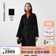 朗姿騏驥紅【王楚然同款】純羊毛通勤大衣修身毛呢外套冬季新款 黑色 L