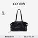 GROTTO個(gè)樂(lè )26年新款黑石托特包羊皮大容量短途差旅時(shí)尚行李收納袋 經(jīng)典黑L