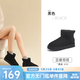 駱駝（CAMEL）雪地靴女冬季新款加絨保暖加厚棉鞋休閑懶人毛毛鞋 L23W275157黑色 37