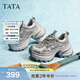 他她（TATA）星際銀河厚底老爹鞋秋季新款女透氣休閑運動(dòng)鞋女CZX01AM6 銀色（跟高8.5cm） 36