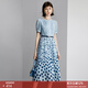 顏域時(shí)尚波點(diǎn)連衣裙2026新款女夏季通勤藍色圓領(lǐng)中長(cháng)款短袖裙子女 藍波點(diǎn) XXL/44