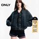 ONLY2025秋季新款時(shí)尚復古做舊朋克風(fēng)翻領(lǐng)牛仔短外套女|125154011 E12 野馬棕色 L