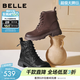 百麗（Belle）復古羊皮馬丁靴女冬季新款商場(chǎng)同款方跟休閑短靴E5S2DDD5 黑色 38