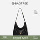 BAGTREE【明星同款】包包樹(shù)圖南頭層植鞣牛皮hobo女包單肩腋下通勤斜挎包 檀黑色-中號 高級小眾