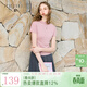 三彩2026春季新款修身短款套頭針織衫立領(lǐng)短袖收腰毛衫純色氣質(zhì)Z 蜜桃粉 L 165/88A