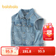 巴拉巴拉童裝兒童馬甲男童春秋裝純棉牛仔外套字母印花上衣時(shí)尚潮 牛仔中藍88201 130