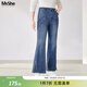 MsShe【微喇開(kāi)叉牛仔褲】大碼女裝2026新款春裝胖mm顯瘦加長(cháng)褲子 牛仔中藍色現貨 2XL