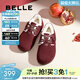 百麗（Belle）全家福新年紅色枕頭吐司1代勃肯鞋女雪地靴子B7Z1DAM5 紅色-毛里-禮盒款（1代） 35