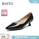 百思圖（BASTO）【精致主義】百思圖26春新款尖頭白色裸色高跟鞋真皮婚鞋女單鞋 黑色 亮牛皮4.5CM款 37