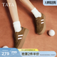 他她（TATA）復古板鞋女平底德訓鞋阿甘休閑鞋女鞋春季新款W9B01AM4 啡/粉（絨里） 37