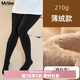 MsShe【加厚超柔絨】大碼女裝2025冬裝胖mm一體保暖加絨光腿褲襪 210g-黑色-適宜10-15℃（現貨） 均碼