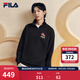 FILA 斐樂(lè )情侶款男女套頭衛衣2026春新款休閑海棠花半開(kāi)襟紅色新年T恤 正黑色-BK XL 180/100A/XL