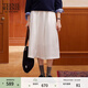 Teenie Weenie小熊女裝秋季簡(jiǎn)約氣質(zhì)白色中長(cháng)款大擺半身裙子 象牙白 M