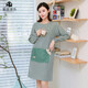家里家外韓版圍裙廚房時(shí)尚防水防油工作服反穿衣罩衣純棉可擦手長(cháng)袖可愛(ài) 草綠條紋