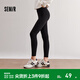 森馬（Semir）休閑褲女修身磨毛輕暖小腳褲2024秋冬新款顯腿長(cháng)九分鯊魚(yú)褲瑜伽褲 黑色90001 M