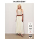 MAXRIENY【異域·摩洛哥-商場(chǎng)同款】復古文藝釘珠提花傘擺連衣裙 卡其 M 02/36