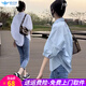 歐貝汐襯衫女中袖襯衣2026夏秋季新款寬松上衣休閑女士半袖小衫 藍色 L 【建議115-130斤】