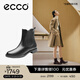 愛(ài)步（ECCO）靴子女 切爾西女靴女士女靴保暖粗跟百搭牛皮圓頭短靴 型塑266503 黑色26650301001 37