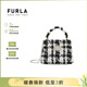 芙拉（FURLA）1927系列格紋織物女士迷你鏈條手提包 純白色花色【禮物】