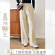 對白【AN大碼系列】云朵褲慵懶針織休閑褲冬季微胖mm顯瘦直筒絨感長(cháng)褲 淺花咖 2XL 建議體重145-160