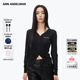 ANN ANDELMAN【秦嵐同款】滿(mǎn)天星薄開(kāi)衫黑色修身長(cháng)袖毛針織衫秋季外搭 黑色 S
