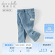 戴維貝拉兒童牛仔九分褲春裝女童微喇花邊休閑甜美褲子