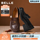 百麗（Belle）復古流蘇抓皺羊皮樂(lè )福鞋女2026春新柔軟粗跟通勤單鞋B2988AA6 棕色 37 (235mm)