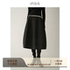 INSISFEMME綿羊毛2025冬季新款絎線(xiàn)裝飾無(wú)腰頭立體繭型半身裙 佩恩斯灰 S