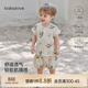 babylove寶寶背心套裝夏季衣服純棉無(wú)袖t恤短褲兩件套竹節棉透氣清涼夏裝 白玉相思 90