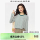 佐丹奴2026年春新款純棉t恤衫繡花圓領(lǐng)復古條紋長(cháng)袖T恤女05325862