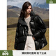 ELLE90白鴨絨廓形pu皮羽絨服女2025冬季新款高級感時(shí)髦皮衣短外套 黑色 L