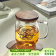 憶壺茶 玻璃茶杯茶具喝水杯子茶道杯 綠茶杯紅茶帶過(guò)濾竹木蓋泡茶杯 黑胡桃木蓋500ML