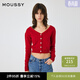 moussy 新品前后兩穿通勤花朵紐扣針織開(kāi)衫010HAH70-9191 080紅色 均碼 00020/F