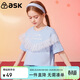 ASK JUNIOR童裝兒童短袖T恤2026夏女童中大童網(wǎng)紗字母印花打底衫 藍色 170