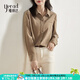 婭麗達秋冬長(cháng)袖磨毛襯衫女上衣冬季新款燈芯絨內搭藍色襯衣外套女 咖色 2XL