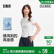 森馬（Semir）森柔|短袖T恤女夏短款正肩純色修身扭結不對稱(chēng)感衣服101325100095