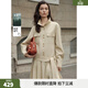 ELLE工裝風(fēng)設計感風(fēng)衣式連衣裙女2026春季新款高級感時(shí)髦百褶短裙 卡其 S
