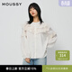 moussy 女裝新品文藝風(fēng)優(yōu)雅荷葉邊長(cháng)袖襯衫女028IAZ30-1013 013象牙色 均碼
