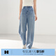 樂(lè )町全棉水洗牛仔香蕉褲2025年春季新款韓系通勤風(fēng)闊腿高腰牛仔褲 牛仔中藍（現貨） S