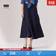 Levi's李維斯冰酷系列新款女士美式高街壓褶藍色牛仔半身裙 牛仔藍 S (25)
