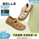 百麗（Belle）時(shí)尚編織風(fēng)羅馬涼鞋商場(chǎng)同款透氣休閑鞋D6T1DBK5 土黃色 37 (235mm)