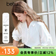 百圖betu女裝夏季新款襯衫法式插肩泡泡袖七分袖襯衫女2503D14 白色 M