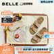 百麗（Belle）QQ吐司勃肯涼鞋女26夏新款輕便薄底透氣休閑運動(dòng)涼鞋B3052BL6預售 杏色 37