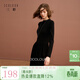 三彩2025冬季新款針織連衣裙長(cháng)袖收腰A字裙氣質(zhì)長(cháng)裙半高領(lǐng)S 經(jīng)典黑 L 165/88A