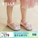 百麗童鞋幼童學(xué)步鞋25春季新款蝴蝶結公主鞋女童水晶鞋單鞋粉色29