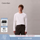 Calvin KleinJeans春秋男士休閑通勤ck刺繡純棉圓領(lǐng)純色內搭打底衫長(cháng)袖T恤 YAF-牛乳白 M